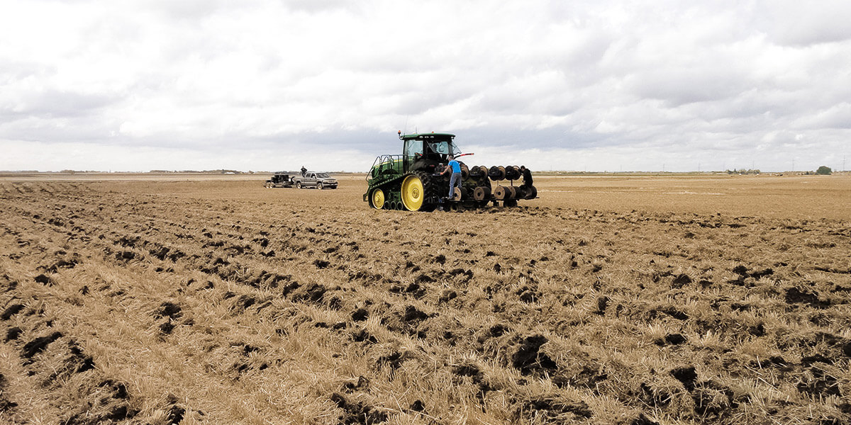 installing subsurface dripline install in field